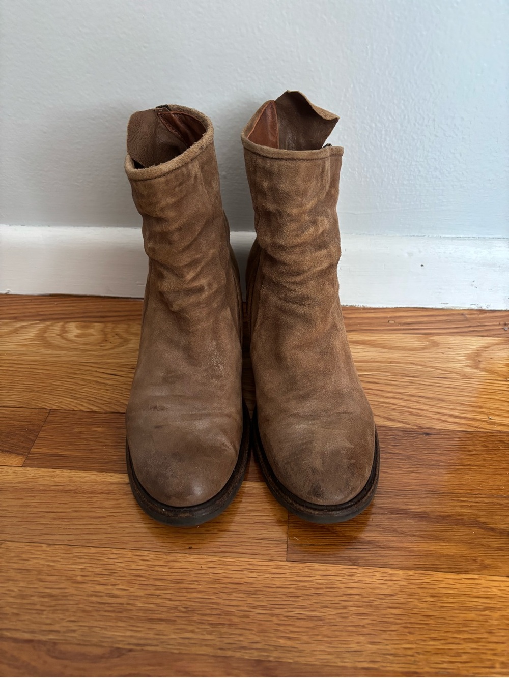 A.S.98 Women's Tan Suede Zip Side Ankle Boots - Picture 3 of 6